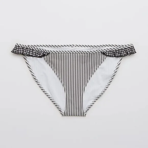 🕶AERIE SEERSUCKER RUFFLE WRAP BIKINI TOP SIZE M AND BOTTOM SIZE S - Picture 9 of 12